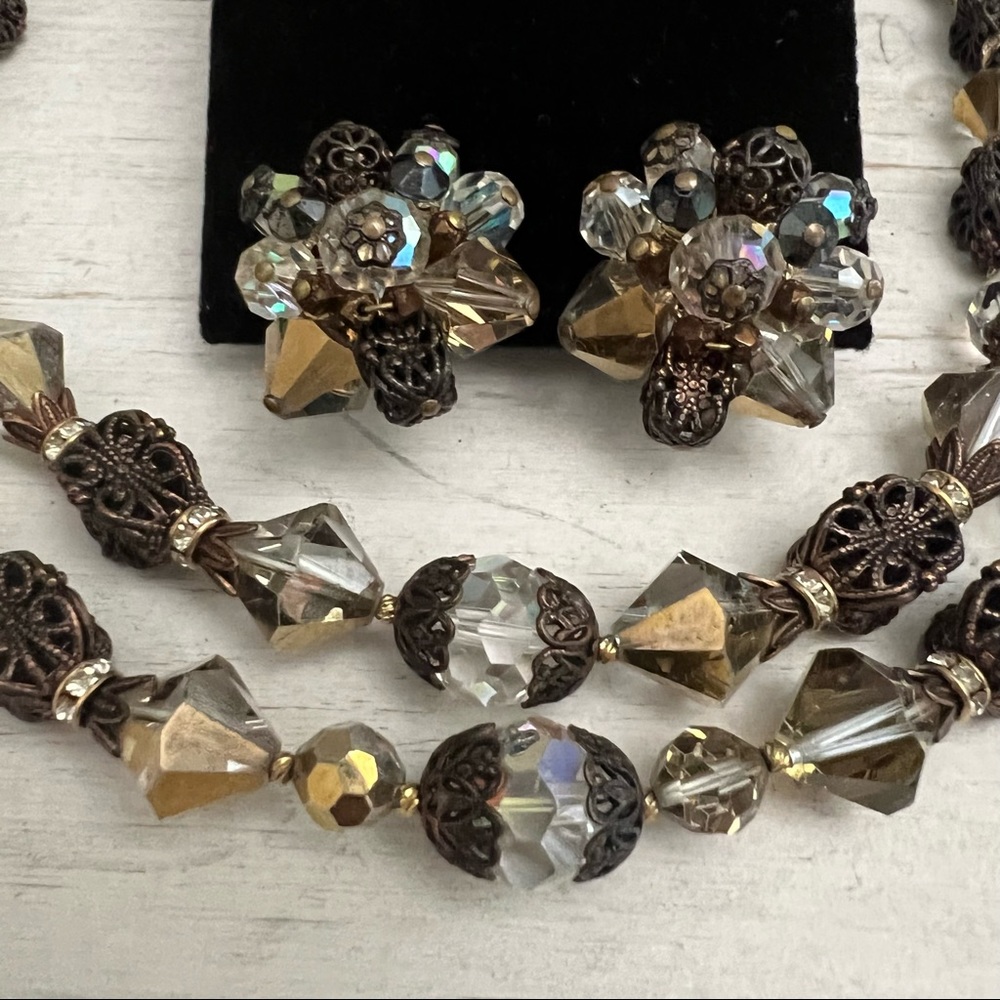 Alice Caviness Vintage Aurora Borealis Necklace and Earring Statement Set - Picture 3 of 15